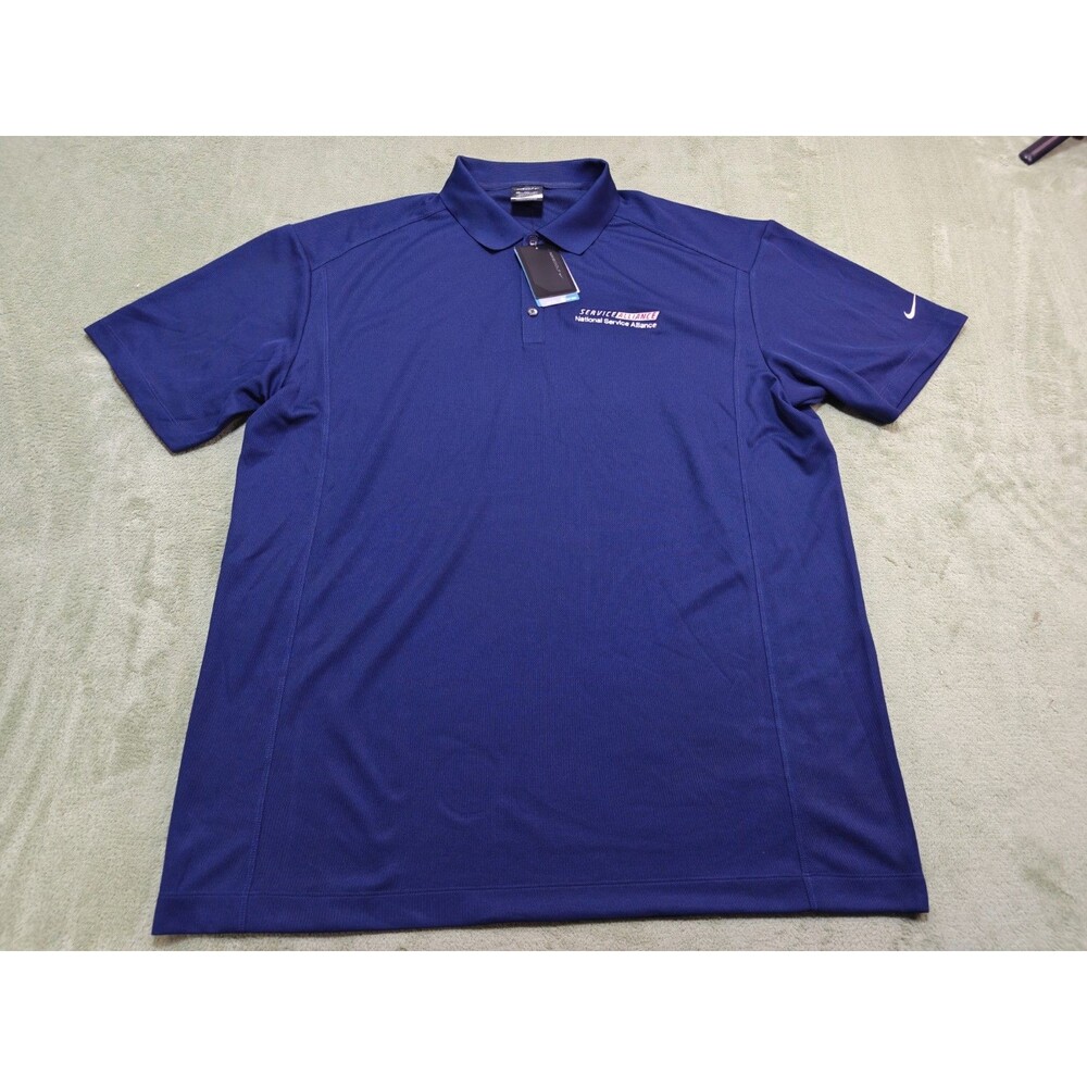 NWT Nike Golf Mens XXL Dri-Fit Blue Polo Shirt Service Alliance Embroidered